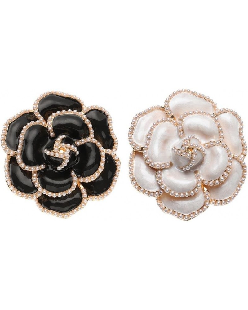 2Pcs Pearl Camellia Flower Brooch Coat Alloy Brooch Enamel Camellia Elegant Pin Jewelry Accessories for Women $9.00 Brooches ...