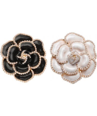 2Pcs Pearl Camellia Flower Brooch Coat Alloy Brooch Enamel Camellia Elegant Pin Jewelry Accessories for Women $9.00 Brooches ...