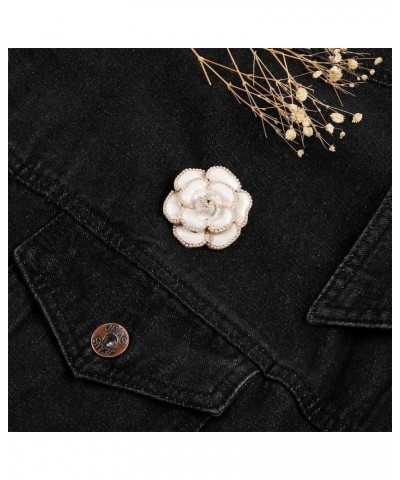 2Pcs Pearl Camellia Flower Brooch Coat Alloy Brooch Enamel Camellia Elegant Pin Jewelry Accessories for Women $9.00 Brooches ...