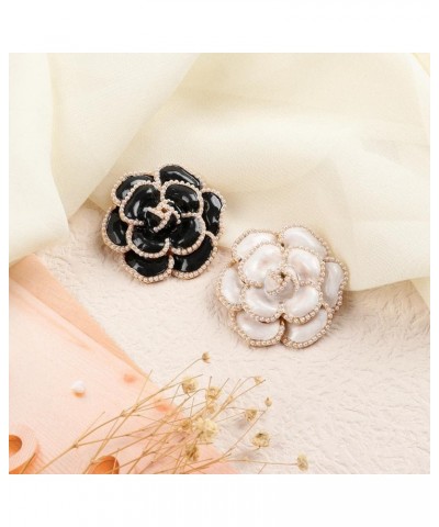 2Pcs Pearl Camellia Flower Brooch Coat Alloy Brooch Enamel Camellia Elegant Pin Jewelry Accessories for Women $9.00 Brooches ...