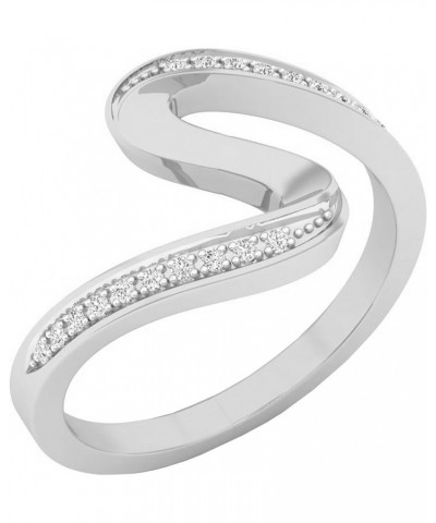 0.05 Carat (ctw) Round White Diamond Wave Style Right Hand Ring Cocktail Ring for Her in 18K Gold 8 White Gold $176.82 Rings