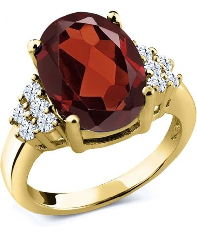 3.90 Ct Oval Red Garnet White Topaz 18K Yellow Gold Plated Silver Ring $53.99 Rings