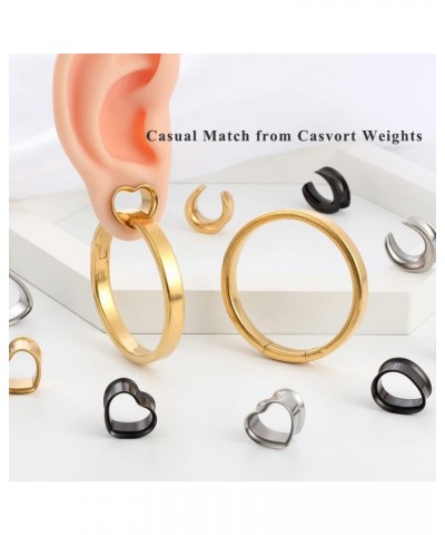 4 PCS 8mm-25mm Hypoallergenic 316 Stainless Steel Cute Heart Double Flared Ear Gauges Plugs Ear Tunnels Saddle Plugs Body Pie...