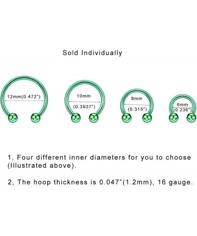 316l Surgical Steel Horseshoe Piercing Jewelry with Internally Threaded Ends 6mm/8mm/10mm/12mm 1pc Green Ball 16g 6mm $5.00 B...