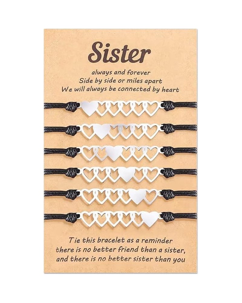 Sister Gifts Sister Bracelets for Women Matching Heart Bracelets for Sister Big Sister Gifts from Little Sister D:6pcs sister...