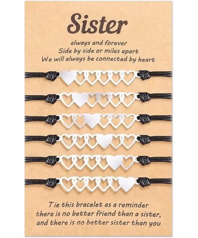 Sister Gifts Sister Bracelets for Women Matching Heart Bracelets for Sister Big Sister Gifts from Little Sister D:6pcs sister...