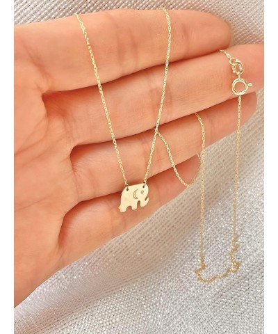 14K Real Gold Pendant Necklace,Thin Gold Chain, Solid Gold Necklace For Women, Good Luck Elephant Necklace, Gold Butterfly Ne...