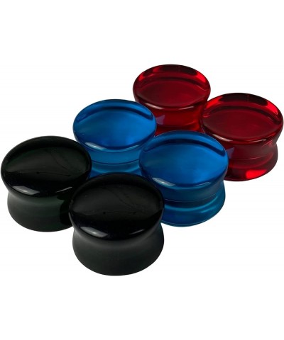 Set of 3 Pairs Glass Double Flare Plugs (Aqua, Green, Red)(BP-040) 7/8" (22mm) $15.24 Body Jewelry