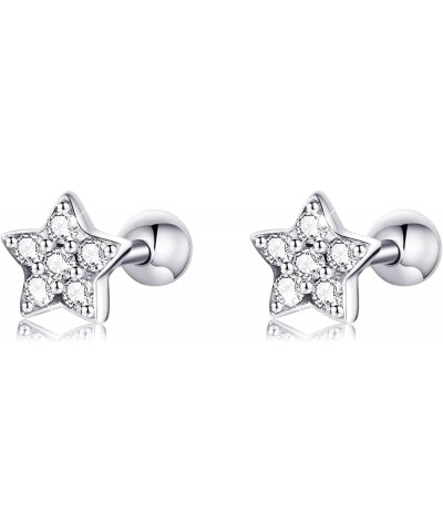 925 Sterling Silver Tiny Butterfly Heart Star Earrings With Screw Back Cubic Zirconia Stud Earrings for Women Cartilage Jewel...