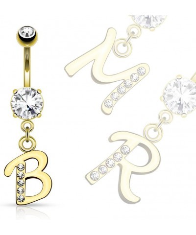 14GA 14KT Gold Plated Initial Dangle Belly Button Ring E $11.59 Body Jewelry