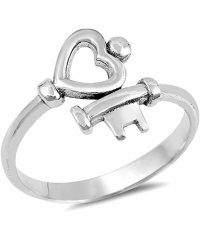 Heart Key Love Promise Ring New .925 Sterling Silver High Polish Band Size 8 $10.27 Rings