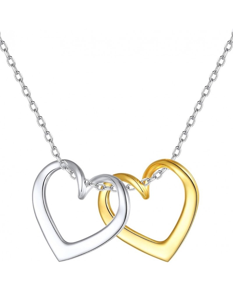 925 Sterling Silver Heart Pendant Necklaces,18K Gold Short Heart Necklaces Jewelry Collection Love Open Heart Chain Necklace ...