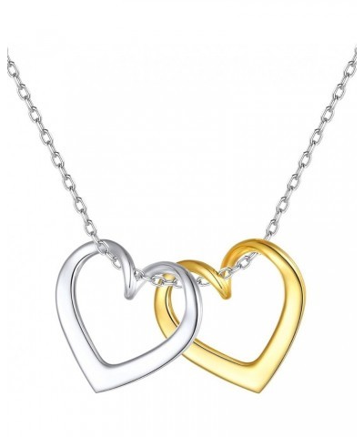 925 Sterling Silver Heart Pendant Necklaces,18K Gold Short Heart Necklaces Jewelry Collection Love Open Heart Chain Necklace ...