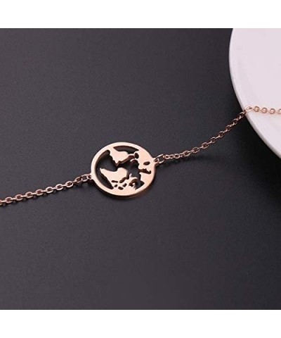 Vintage Round Origami World Map Necklace Women Geometric Earth Globe Map Necklace Circle Pendants Choker Jewelry 18 Bracelet ...