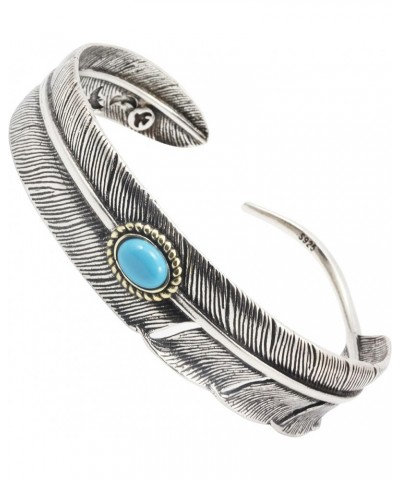 S999 Antique Silver Plated Wide Feather Cuff Bracelet For Men Women Adjustable Retro Twisted Feather Bracelets Gift Jewelry F...