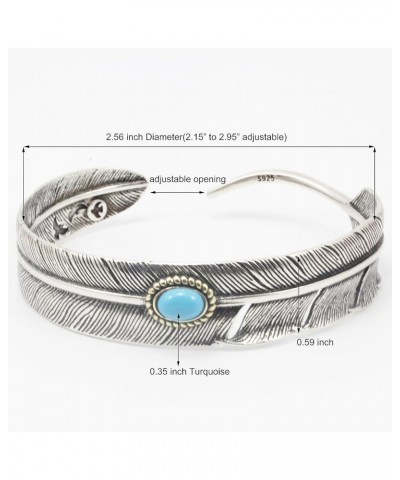 S999 Antique Silver Plated Wide Feather Cuff Bracelet For Men Women Adjustable Retro Twisted Feather Bracelets Gift Jewelry F...