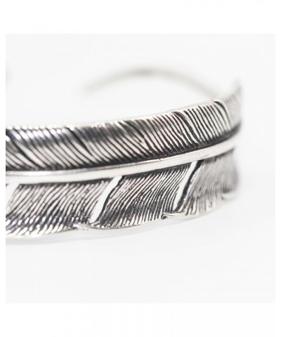 S999 Antique Silver Plated Wide Feather Cuff Bracelet For Men Women Adjustable Retro Twisted Feather Bracelets Gift Jewelry F...