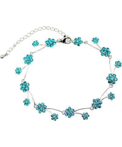 Gorgeous Rhinestone Crystal Floral Necklace Earrings Set Malibu Blue / Matching Bracelet $14.48 Bracelets