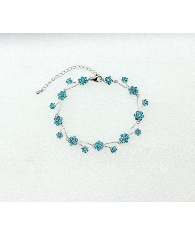 Gorgeous Rhinestone Crystal Floral Necklace Earrings Set Malibu Blue / Matching Bracelet $14.48 Bracelets