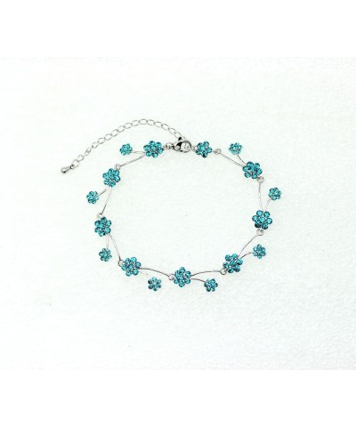 Gorgeous Rhinestone Crystal Floral Necklace Earrings Set Malibu Blue / Matching Bracelet $14.48 Bracelets