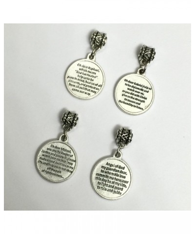 Set of 4 Archangel Michael Gabriel Raphael Guardian Angel Protection Medal Pendant Charm with Prayer Made in Italy Silver Ton...