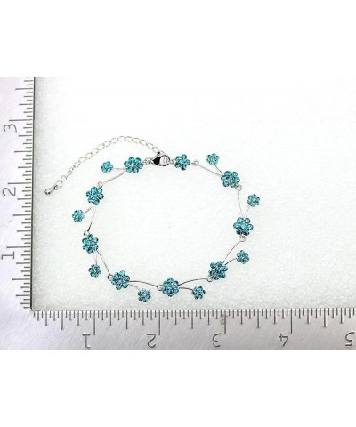 Gorgeous Rhinestone Crystal Floral Necklace Earrings Set Malibu Blue / Matching Bracelet $14.48 Bracelets