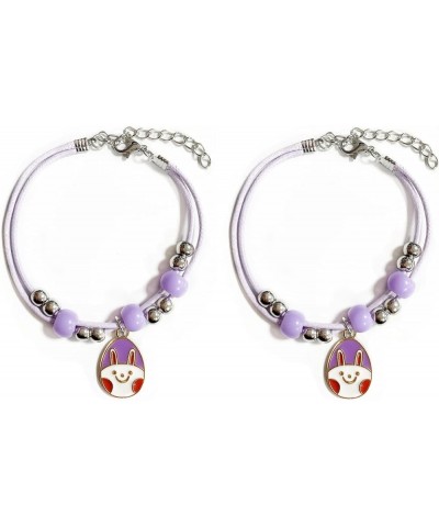 2Pcs Cute Funny Easter Rabbit Egg Bracelets Colorful Beaded Luck String Rope Chain Braided Friendship Bracelet for Women Girl...