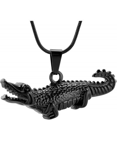 Crocodile Cremation Jewelry For Ashes For Pet Stainless Steel Memorial Urn Pendant Necklace Women Men Black $10.55 Necklaces