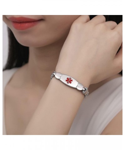 Double Heart Medical id Bracelet for Women 7 1/2 inches Fashion Stainless steel Medical alert bracelets silver coumadin $21.0...