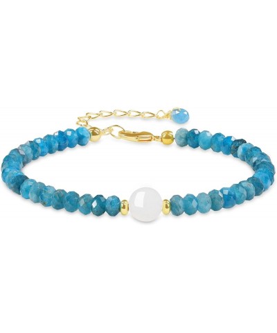 Women's Simple Beaded Healing Crystal Bracelet Apatite & Moonstone $16.00 Bracelets