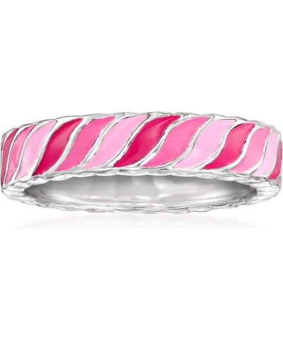 Tonal Pink Enamel Swirl Ring in Sterling Silver $33.92 Rings