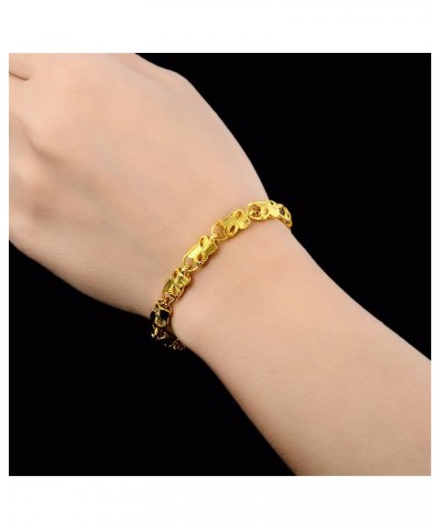 Fashion Carved Flower 24K Yellow Gold Plating Women's Teens Lady's Heavy Cut Noble Chain Bracelet Kinds Style 6mm~8mm Width 6...