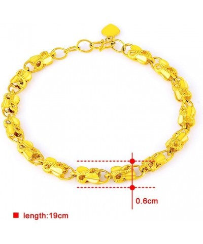 Fashion Carved Flower 24K Yellow Gold Plating Women's Teens Lady's Heavy Cut Noble Chain Bracelet Kinds Style 6mm~8mm Width 6...