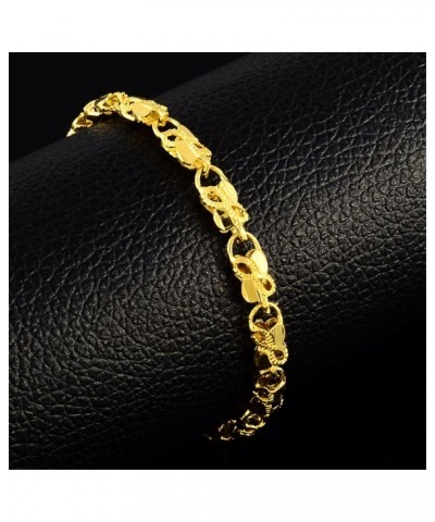 Fashion Carved Flower 24K Yellow Gold Plating Women's Teens Lady's Heavy Cut Noble Chain Bracelet Kinds Style 6mm~8mm Width 6...