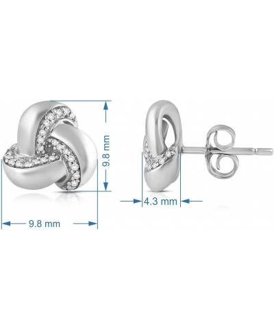 Sterling Silver 1/10 Cttw Natural White Round Diamonds Knot Stud Earrings $34.98 Earrings