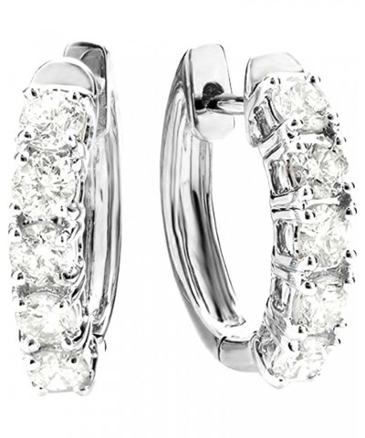 1-5 Carat Huggies Hoop Diamond Earrings 14K Gold Value Collection 3.5 Carat 14K White Gold $681.63 Earrings