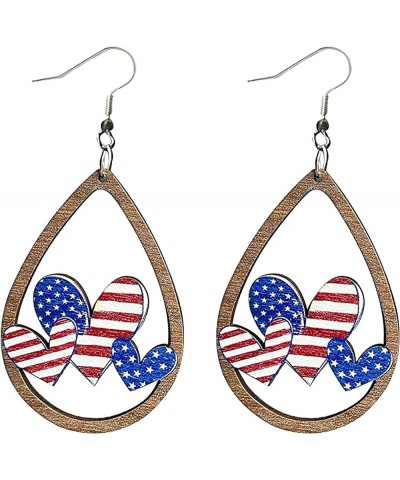 American Independence Day Earrings Handmade Wooden Hollow Teardrop Earrings Western Cowboy Boots Bull Head Earrings July 4ths...