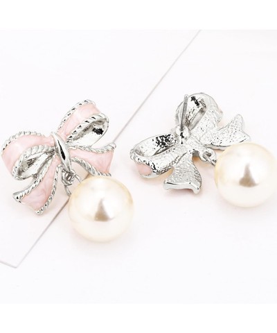 Bow Earrings for Women Trendy Silver Prom Earrings for Wedding Rhinestone Statement Earrings Cubic Zirconia Dangling Earrings...