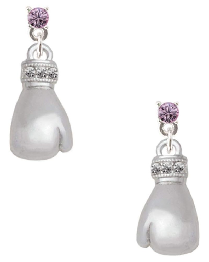 Large Boxing Glove Crystal Post Earrings Lavender $12.96 Earrings