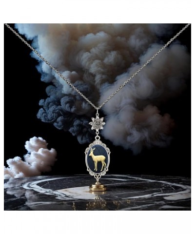 Lotus Charm Necklace Antique Decor Cameo Pendant 2 Chains Velvet Pouch for Gift Rudolph Deer $14.38 Necklaces