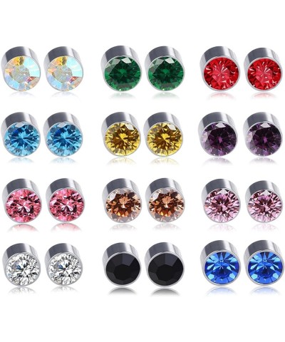 12 Pairs Magnetic Earrings Set Crystal Clip on Non Piercing Fake Stud Earrings 12 AB $8.84 Earrings