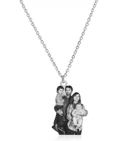 Personalized People Photo Pendant Necklace Customized Picture Engraved Text Name Stainless Steel Handmade Gift for Women Moth...