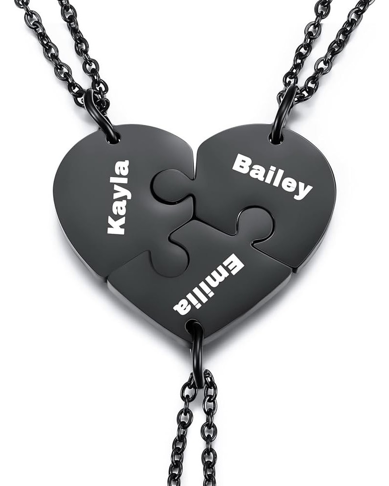 Personalized Heart Puzzle Pieces Couple Necklace Sets 2/3/4/5 Pieces for Men/Women Couple/Friendship/Love Necklace Name/Text ...