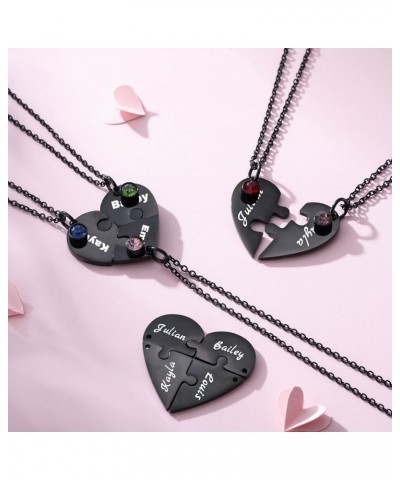 Personalized Heart Puzzle Pieces Couple Necklace Sets 2/3/4/5 Pieces for Men/Women Couple/Friendship/Love Necklace Name/Text ...