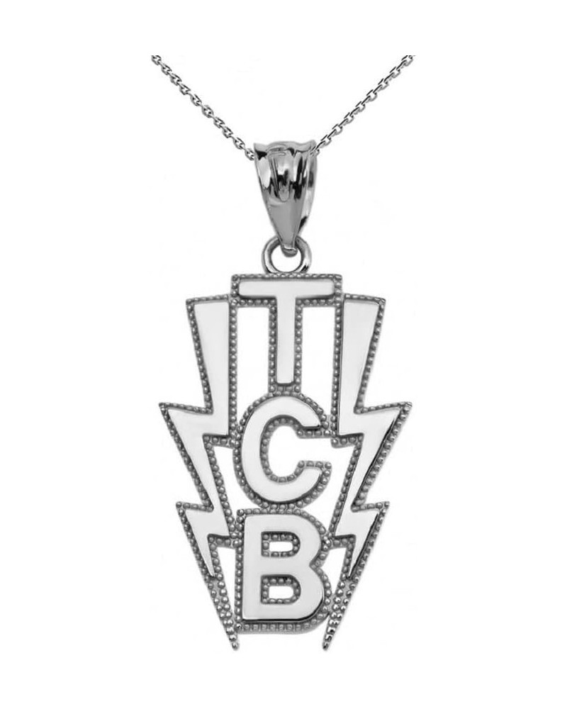 Fine Sterling Silver Taking Care of Business in a Flash (TCB) Vertical Pendant Necklace, 18 $28.19 Necklaces