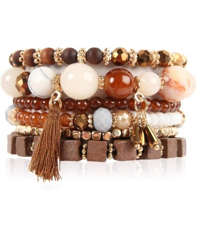 Multi Layer Versatile Statement Bracelets - Stackable Beaded Strand Stretch Bangles Sparkly Crystal, Wood Bead, Tassel Charm ...