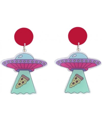 Funny Alien Spaceship Dangle Earrings Unique Acrylic Earrings Weird Cute UFO Space Drop Earrings Novelty Hypoallergenic Earri...