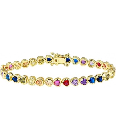 Various Shaped Geometric Bezel CZ Tennis Chain Bracelet Classic Women Jewelry 17cm YB01 rainbow $15.93 Bracelets