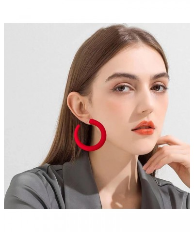 80 90s Retro Neon Thick Hoop Earrings Hoops Chunky Hollow Tube Hoop Earrings for Women Hypoallergenic Lightweight Candy Color...