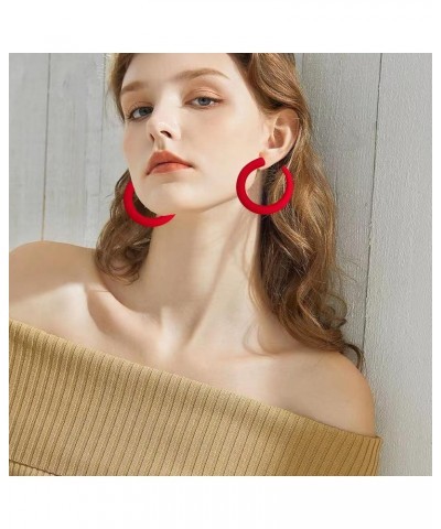 80 90s Retro Neon Thick Hoop Earrings Hoops Chunky Hollow Tube Hoop Earrings for Women Hypoallergenic Lightweight Candy Color...